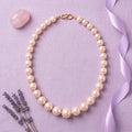 Classic Freshwater Pearl Necklace – Round Graduated Pearls with Gold-Plated Clasp | 18-Inch Mala