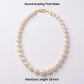 Classic Freshwater Pearl Necklace – Round Graduated Pearls with Gold-Plated Clasp | 18-Inch Mala