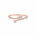 925 Sterling Silver Rose Gold Plated Open Wrap Ring with Cubic Zirconia Accents – Adjustable Minimalist Statement Ring