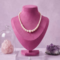 Freshwater Pearl Graduated Necklace – Round Pearls, 18-Inch Classic Mala with Gold-Tone Clasp