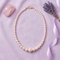 Freshwater Pearl Graduated Necklace – Round Pearls, 18-Inch Classic Mala with Gold-Tone Clasp