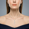 925 Silver Ribbon Bow Pendant Necklace – Minimalist Crystal Accent Elegant Jewelry