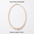 Freshwater Pearl Graduated Necklace – Round Pearls, 18-Inch Classic Mala with Gold-Tone Clasp