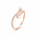 925 Sterling Silver Rose Gold Plated Open Wrap Ring with Cubic Zirconia Accents – Adjustable Minimalist Statement Ring