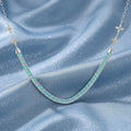 925 Silver Turquoise Tennis Necklace – Floral Accent Statement Chain Necklace