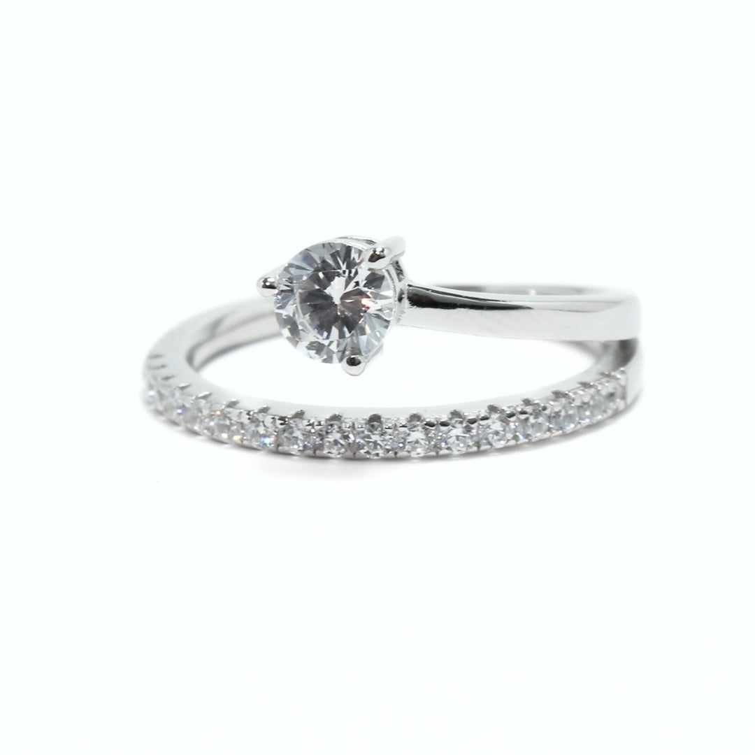 Silver Zircon Charm Ring