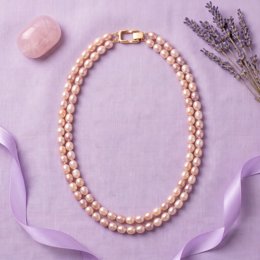 Freshwater Shaded Pearl Double-Strand Necklace – 4–5mm Kalgi Pearls, 22-Inch Necklace