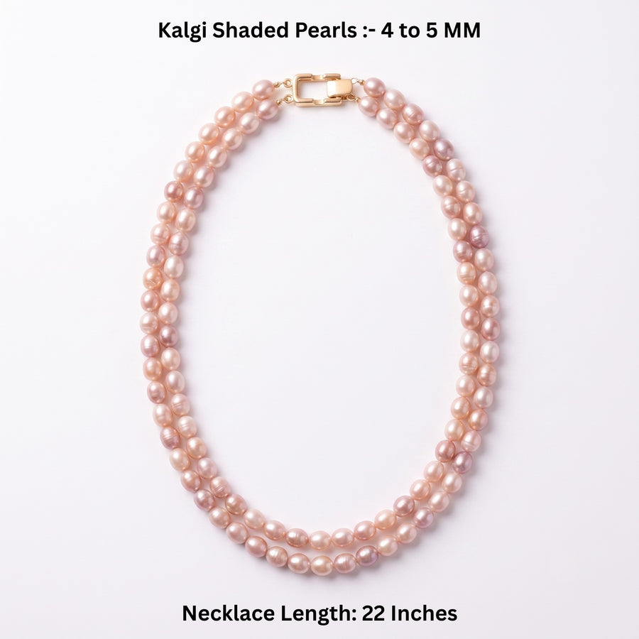 Freshwater Shaded Pearl Double-Strand Necklace – 4–5mm Kalgi Pearls, 22-Inch Necklace