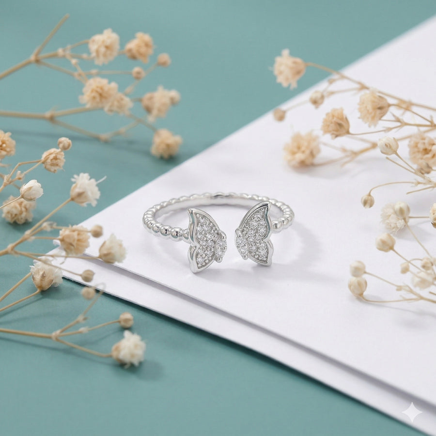 925 Sterling Silver Flutter Glow Butterfly Ring