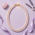 Freshwater Button Pearl Double-Strand Necklace – 4–5mm Pearls, 20-Inch Classic Mala