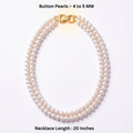 Freshwater Button Pearl Double-Strand Necklace – 4–5mm Pearls, 20-Inch Classic Mala
