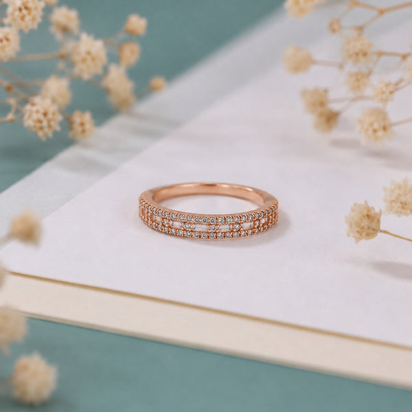 925 Sterling Silver Rose Gold CZ Eternity Band Ring