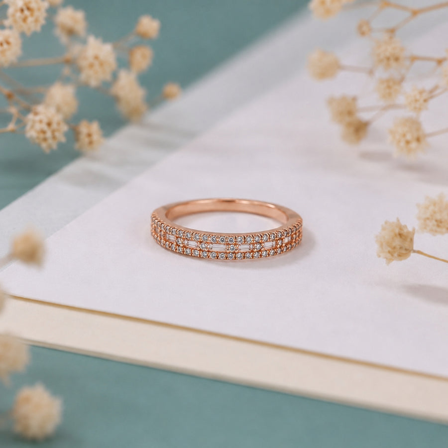 925 Sterling Silver Rose Gold CZ Eternity Band Ring