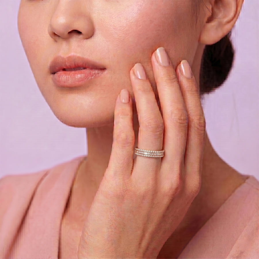 925 Sterling Silver Rose Gold CZ Eternity Band Ring