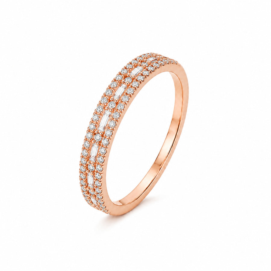 925 Sterling Silver Rose Gold CZ Eternity Band Ring