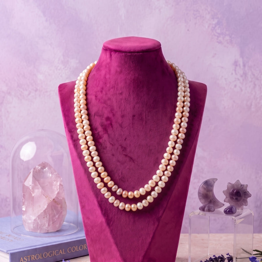 Multicolour Freshwater Button Pearl Double-Strand Necklace – 20-Inch Layered Necklace