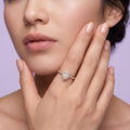 925 Sterling Silver Rose Gold Pear Halo CZ Ring