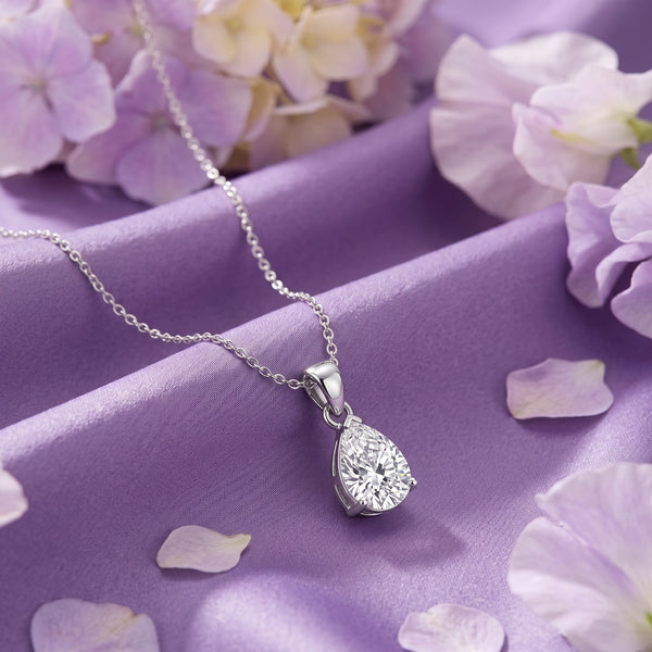925 Sterling Silver Pear Cut Cubic Zirconia Solitaire Pendant