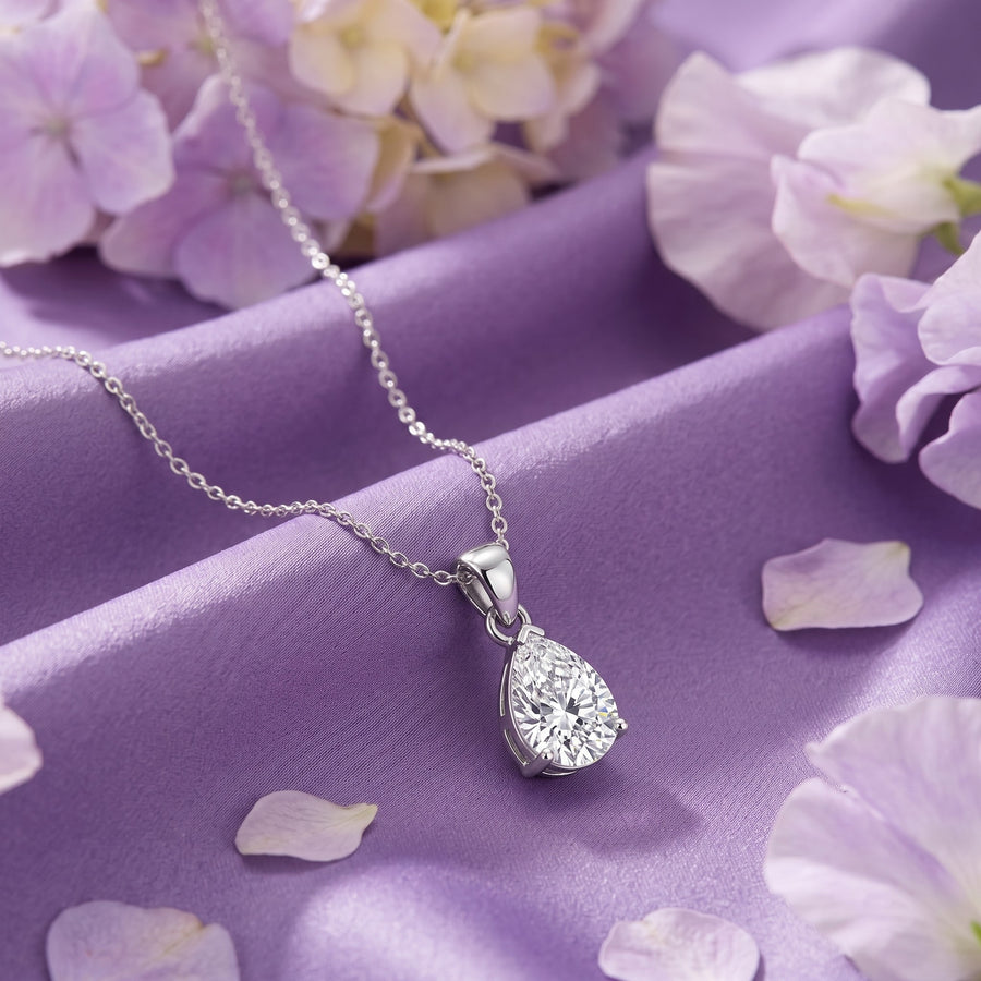 925 Sterling Silver Pear Cut Cubic Zirconia Solitaire Pendant