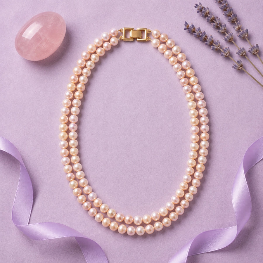 Multicolour Freshwater Button Pearl Double-Strand Necklace – 20-Inch Layered Necklace