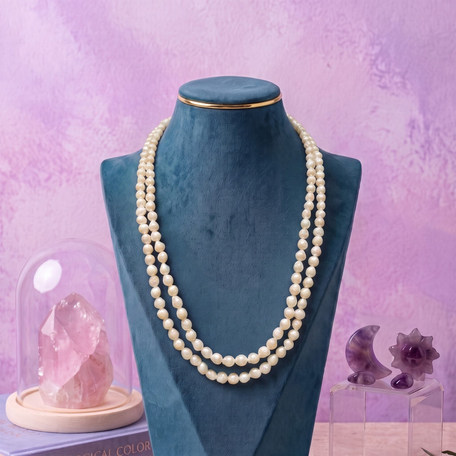 Freshwater Kalgi Pearl Double-Strand Necklace – 22 Inch Elegant Pearl Jewelry