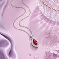 925 Sterling Silver Red Marquise Halo Pendant