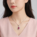 925 Sterling Silver Red Marquise Halo Pendant
