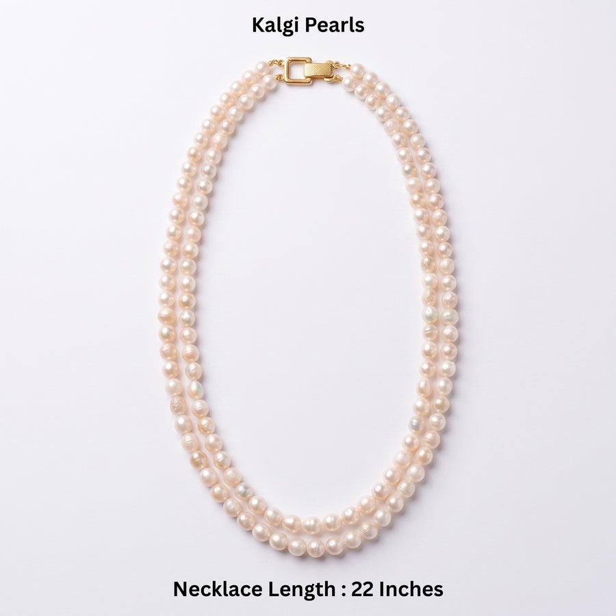 Freshwater Kalgi Pearl Double-Strand Necklace – 22 Inch Elegant Pearl Jewelry