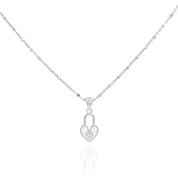 925 Silver Heart Lock Pendant Necklace – Minimalist Love Charm Jewelry