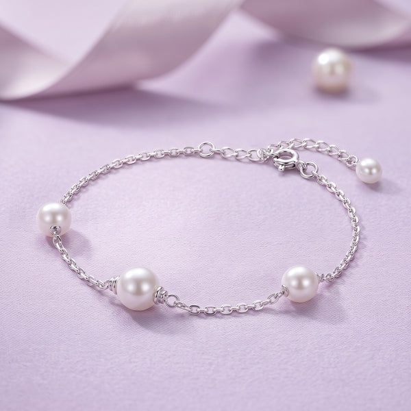 925 Silver Trinity Grace Pearl Bracelet