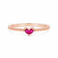 925 Sterling Silver Heart Cut Ruby CZ Ring