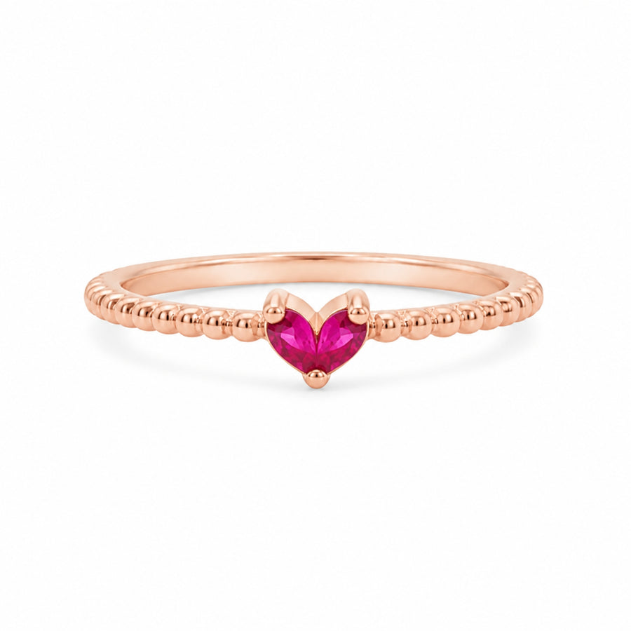 925 Sterling Silver Heart Cut Ruby CZ Ring