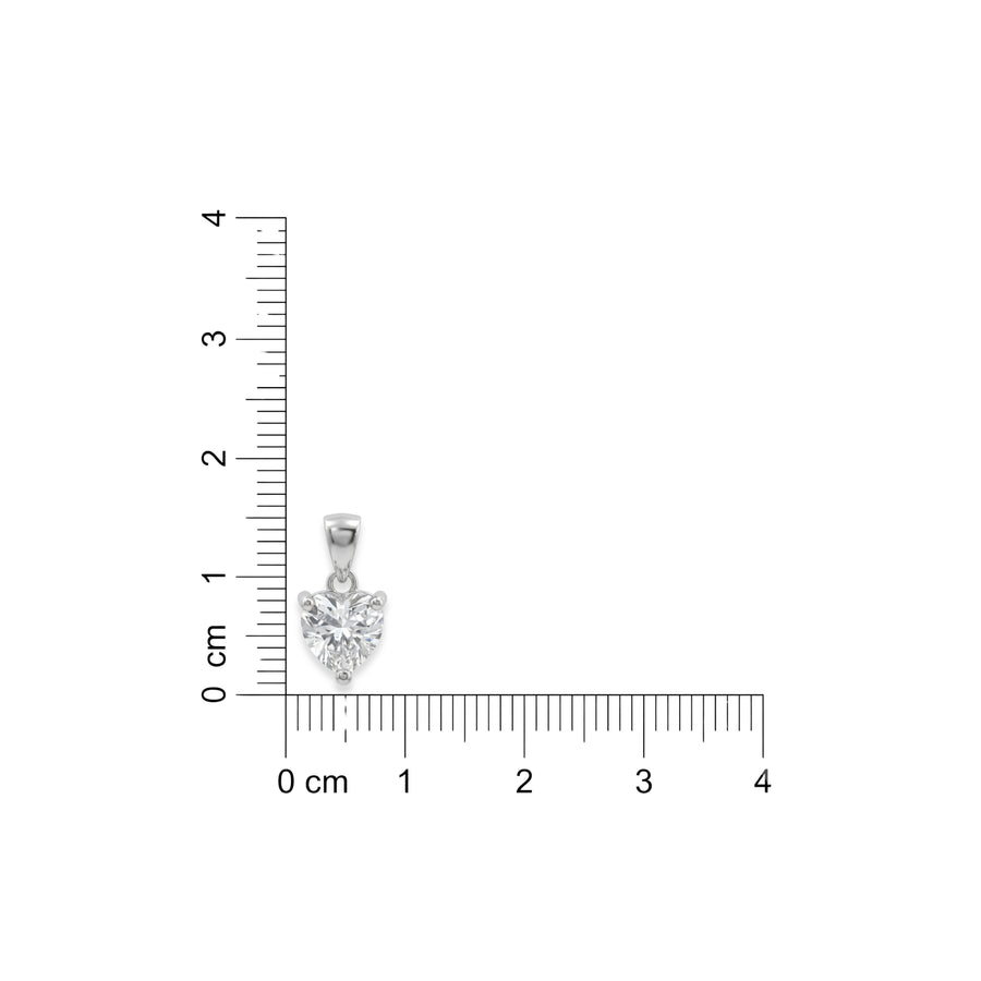 925 Sterling Silver Heart Cut Cubic Zirconia Solitaire Pendant