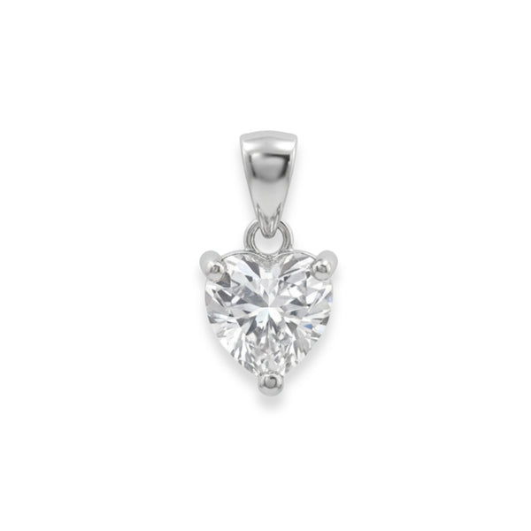 925 Sterling Silver Heart Cut Cubic Zirconia Solitaire Pendant
