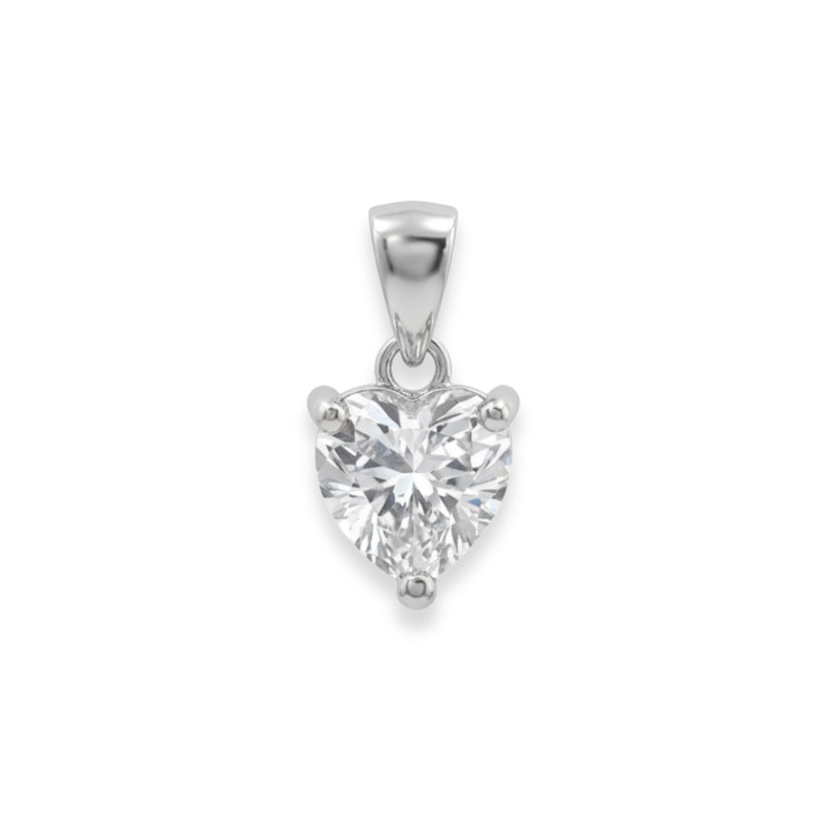 925 Sterling Silver Heart Cut Cubic Zirconia Solitaire Pendant