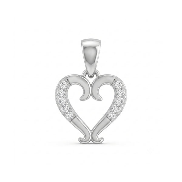 925 Sterling Silver Open Heart CZ Pendant