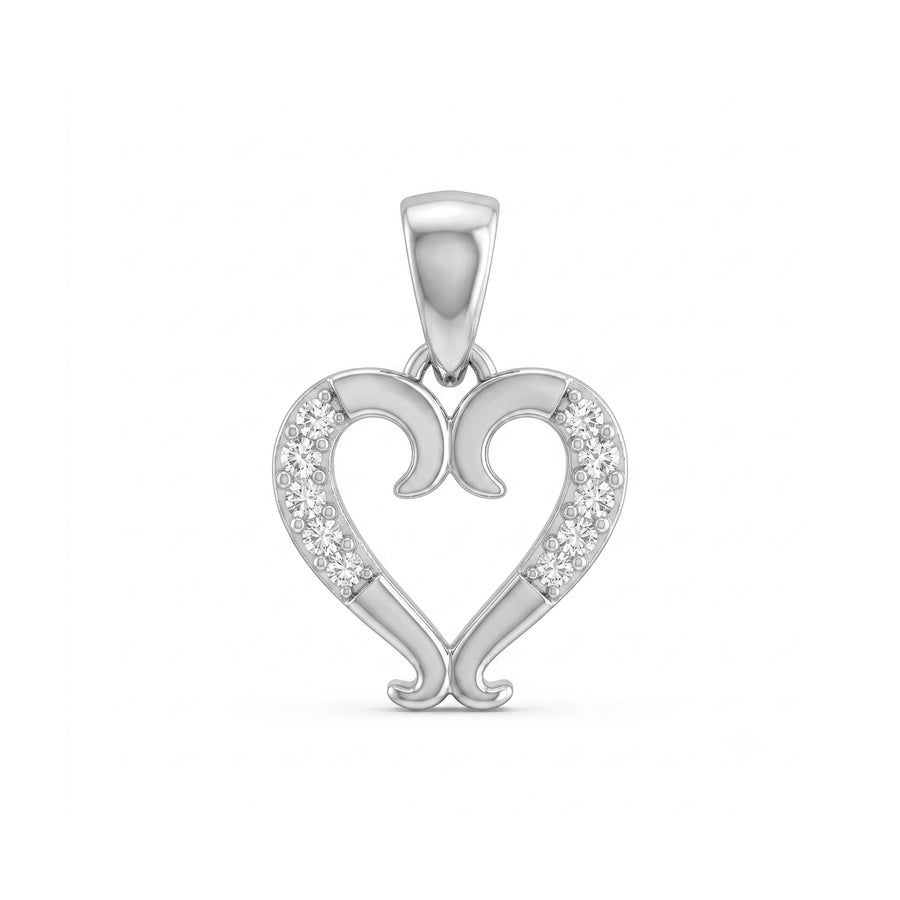 925 Sterling Silver Open Heart CZ Pendant