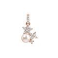 925 Sterling Silver Floral Pearl & Cubic Zirconia Rose Gold Pendant