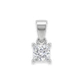 925 Sterling Silver Classic Princess Cut Cubic Zirconia Solitaire Pendant