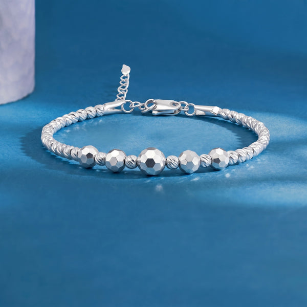 The Contemporary Faceted Sphere Silver Kada