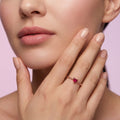 925 Sterling Silver Heart Cut Ruby CZ Ring