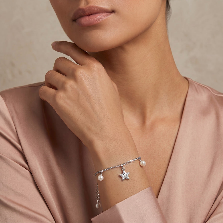 925 Silver Starlight Serenade Pearl Bracelet