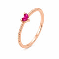 925 Sterling Silver Heart Cut Ruby CZ Ring