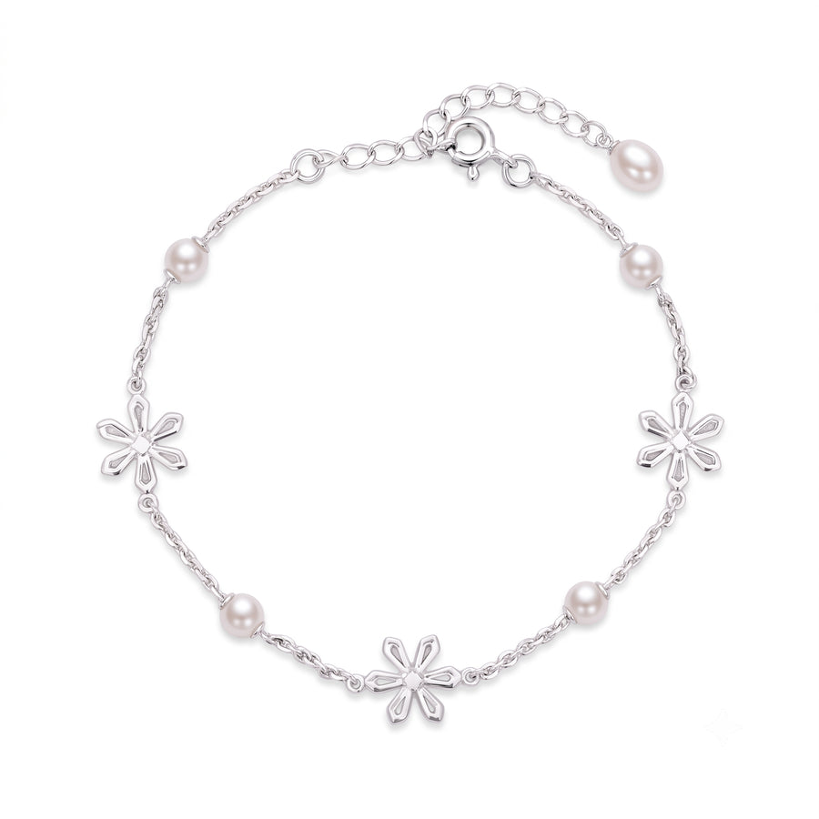 925 Silver Floral Poetry Pearl Bracelet
