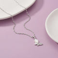 925 Silver Butterfly Pendant Necklace – Mother of Pearl CZ Wing Charm Jewelry