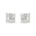 925 Silver Emerald Accent Cluster Stud Earrings