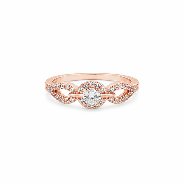 925 Sterling Silver Halo Twist CZ Ring