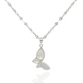 925 Silver Butterfly Pendant Necklace – Mother of Pearl CZ Wing Charm Jewelry