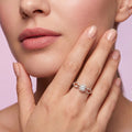 925 Sterling Silver Halo Twist CZ Ring