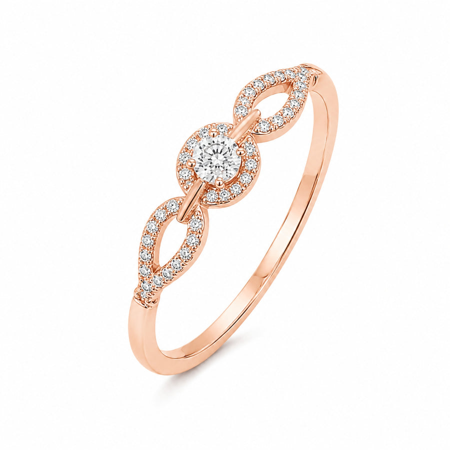 925 Sterling Silver Halo Twist CZ Ring